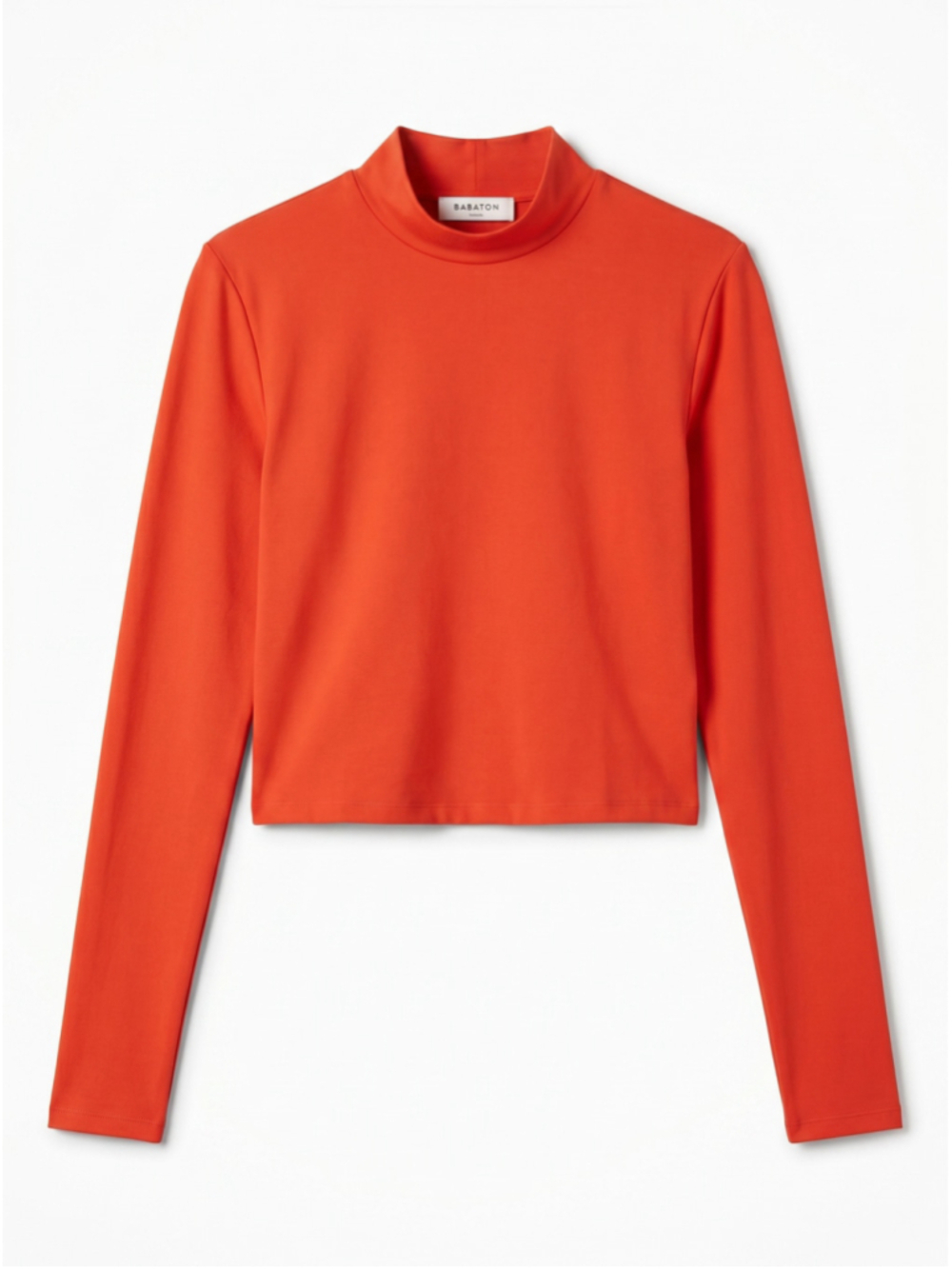 ARITZIA BABATON Top Women Medium Orange Contour Mockneck Longsleeves Cropped